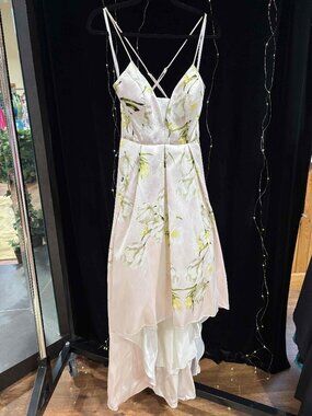 Floral Mikado Crossback High-Low Ball Gown Size 4 Blush